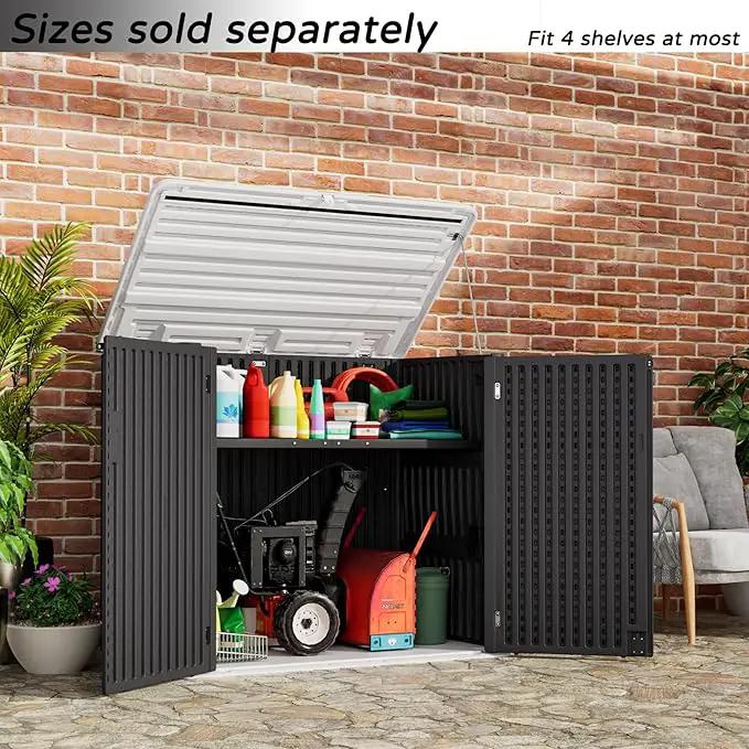 Resin Outdoor Storage Shed, 38 cu.ft Outdoor Storage Box Waterproof for Garden Tools, Patio Furniture, Trash Cans, Garage Storage, Lockable (Black) by GreenHaven Gardens
