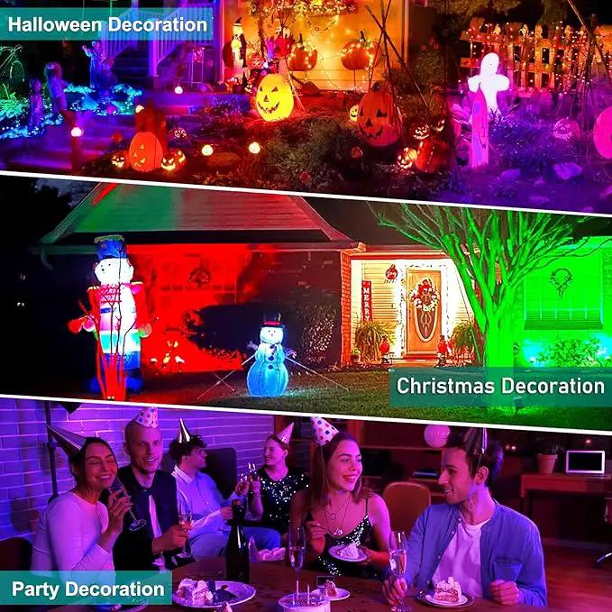 T-SUNUS Solar Landscape Spotlights Color Changing 4 Pack IP55 Waterproof Outdoor Christmas & Halloween RGB Pond Lights for Flag Yard Pathway Pool Patio Auto On/Off Adjustable Colorful Garden Lighting by GreenHaven Gardens