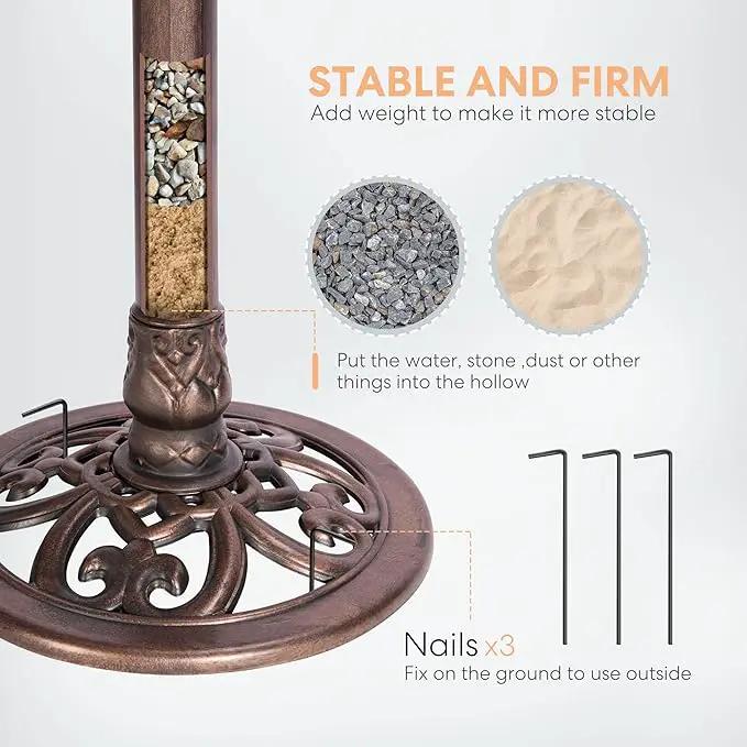 VIVOHOME Polyresin Antique Outdoor Bronze Garden Bird Bath and Solar Powered Round Pond Fountain Combo Set by GreenHaven Gardens