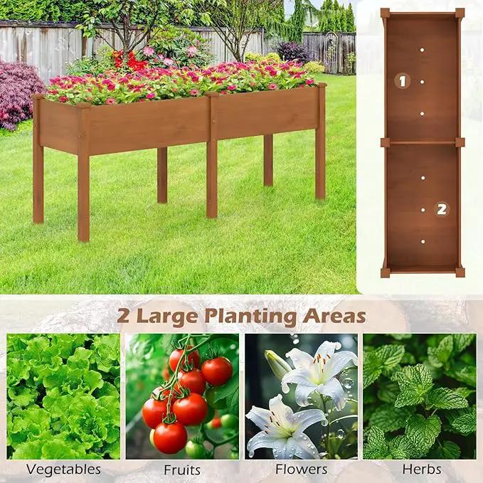 Giantex Raised Garden Bed, Elevated Wood Planter Box with Drain Hole, Gardening Planter Raised Bed for Planting Vegetables Flowers Succulents Herbs, 73" Lx23 Wx30 H by GreenHaven Gardens