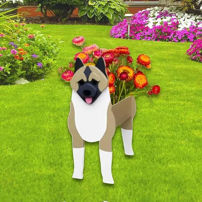 American Akita Dog Planter Plant Pots,Cute Garden Dog Flower Planter,Dog Planters Birthday Gifts for Women,Office,Indoor/Outdoor Decor（9.45 * 6.1 * 13.39in） by GreenHaven Gardens
