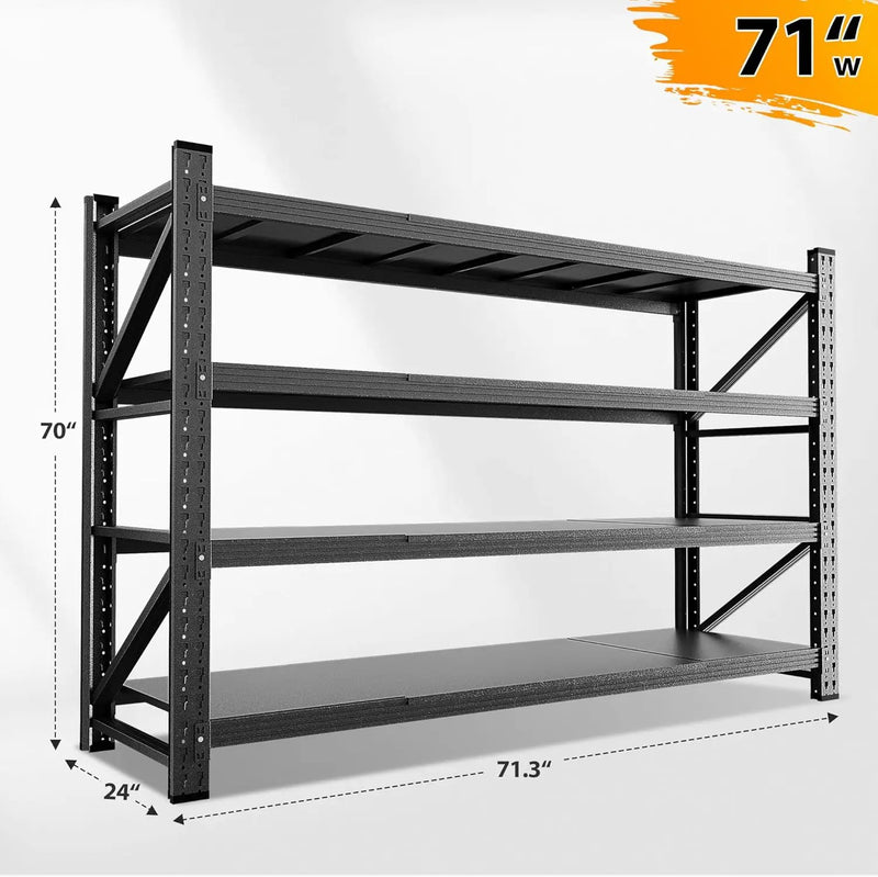 5000LBS Storage Shelves, 71" W Heavy Duty Garage Shelving Unit, Adjustable Industrial Shelving, 4 Tier Metal Shelving for Garage, Supermarket, Warehouse, 71" W x 24" D x 70" H by GreenHaven Gardens