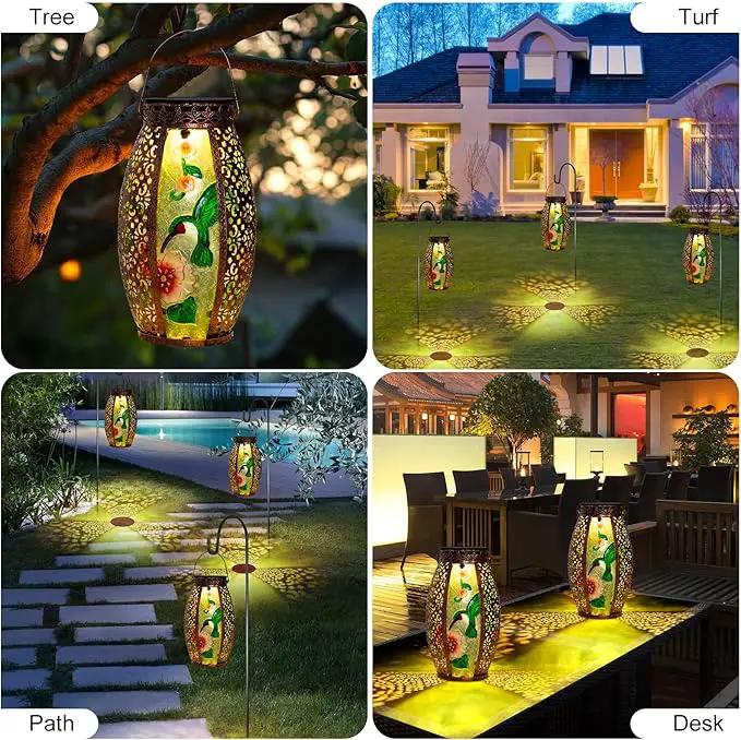 Larekook Outdoor Solar Lantern-Waterproof Hummingbird Hanging Metal Decorative Lights for Patio Table Garden Pathway Yard with Super Bright Warm White LED,Large Solar Panels,Auto On/Off Sensor by GreenHaven Gardens