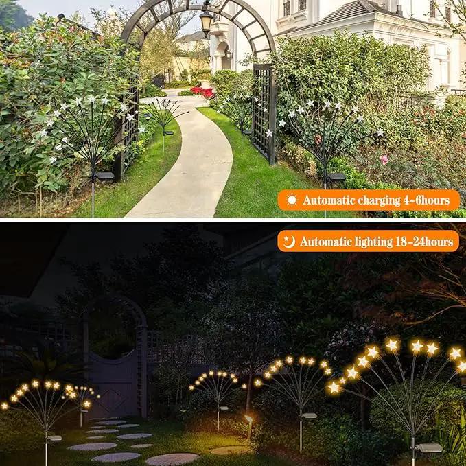 4 Pack Star Solar Firefly Lights, 10 LED Garden Lights,Solar Swaying Lights,Outdoor Waterproof Firefly Path Lights for Pathway Yard Walkway Patio Decoration, Warm White by GreenHaven Gardens