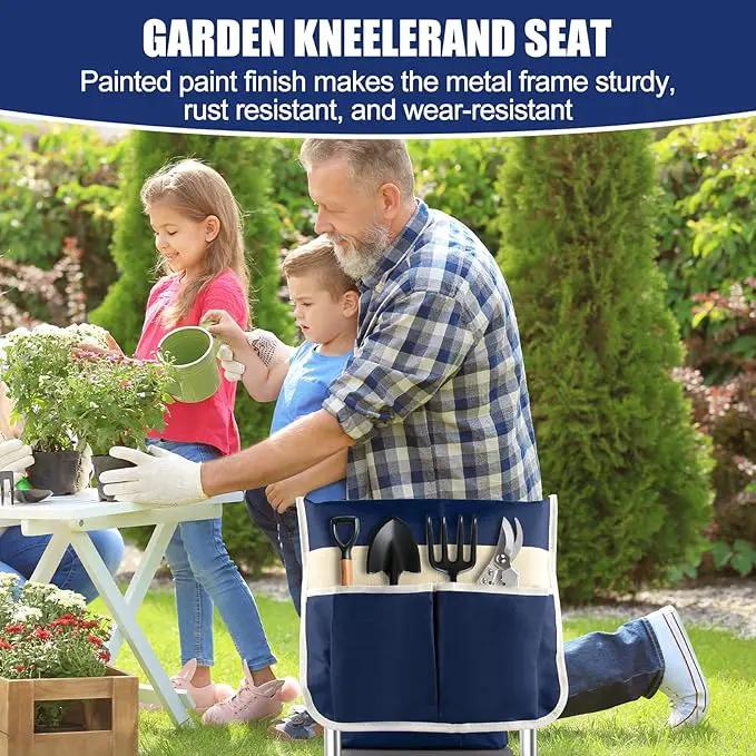 Garden Kneeler and Seat, Wider & Thicker Kneeling Pad Heavy Duty Foldable Garden Stool with Large Gardening Tool Pouch and Bag, Portable Garden Bench- Gardening Gifts for Women, Men, Seniors, Mom& Dad by GreenHaven Gardens