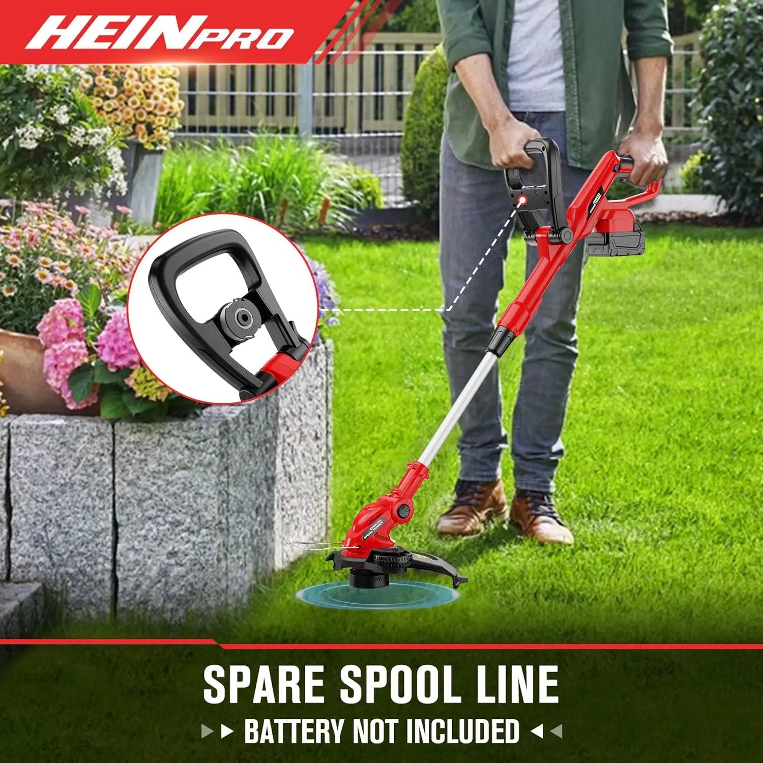 Cordless String Trimmer Compatible with Milwaukee M18 18V Battery, 12-Inch Weed Wacker Cordless, Auto Line Feed, Electric Weed Eater Battery Powered, Grass Trimmer w/ 6 Line Spools (Tool Only) by GreenHaven Gardens