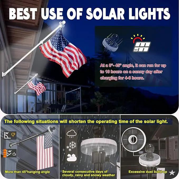 ZMTECH 6FT Flag Pole Kit with Solar Light and Proud American Flag, Adjustable Bracket and Upgraded Tangle-Free Ring 1" Stainless Steel Flagpole for Day and Night, Residential, Commercial, White by GreenHaven Gardens