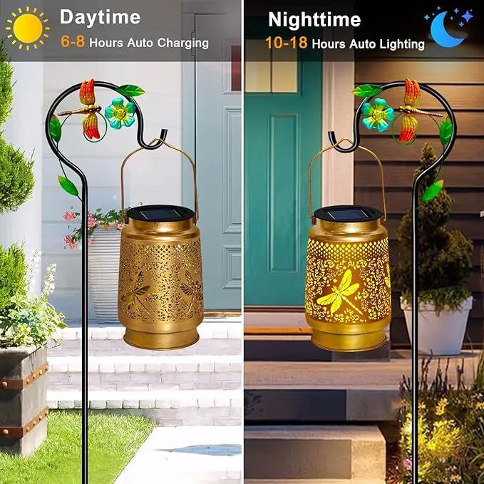 2 Pack Solar Lanterns Outdoor Waterproof,Dragonfly Solar Lights Garden Decor Gifts for Mom Women Grandma Decoration Outside for Yard, Patio,Backyard,Porch by GreenHaven Gardens