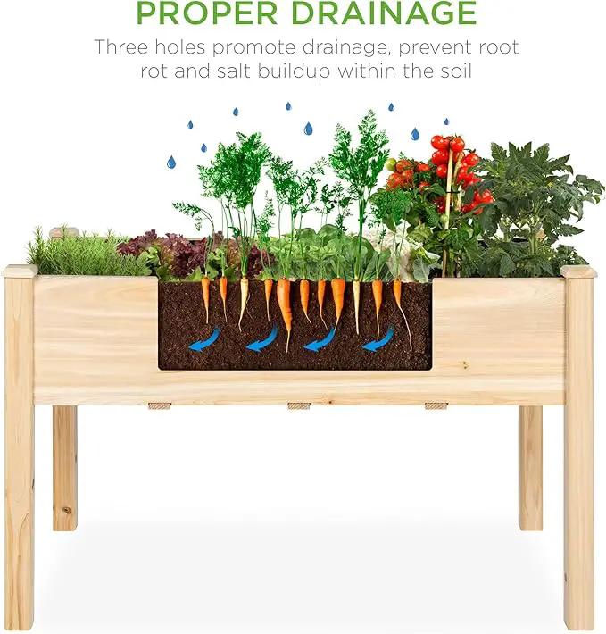 Best Choice Products 48x24x30in Raised Garden Bed, Elevated Wood Planter Box Stand for Backyard, Patio, Balcony w/Bed Liner, 200lb Capacity - Natural by GreenHaven Gardens