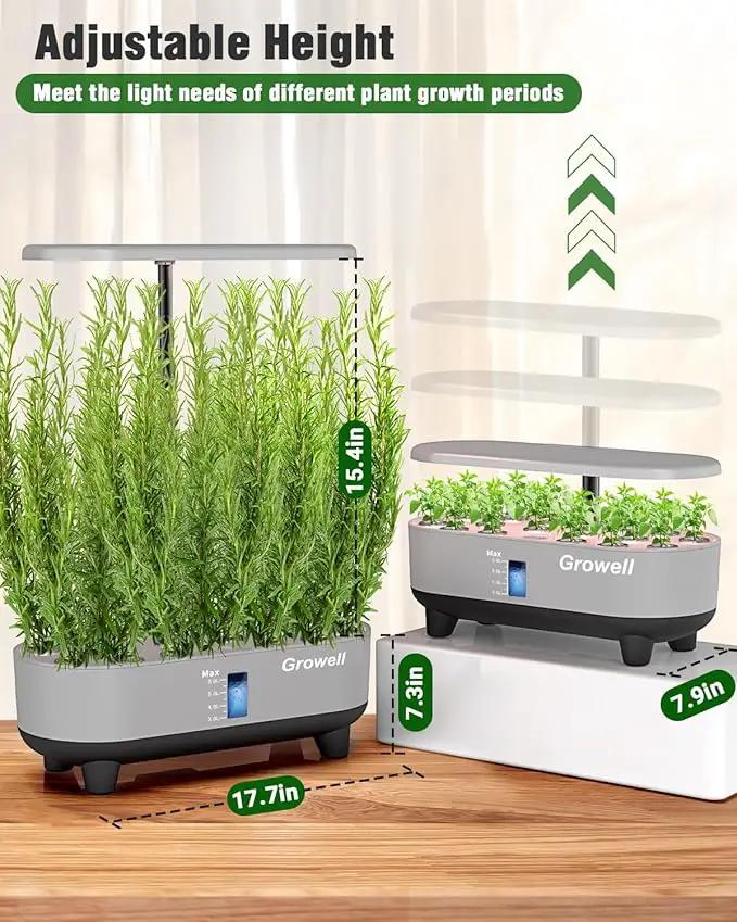 Hydroponics Growing System Kit, 16 Pods Indoor Garden with 28W Full Spectrum LED Grow Light, Auto Timer, 3 Smart Light Modes, 8L Large Herb Garden, Ideal Gardening Gift for Women, Men (Gray) by GreenHaven Gardens