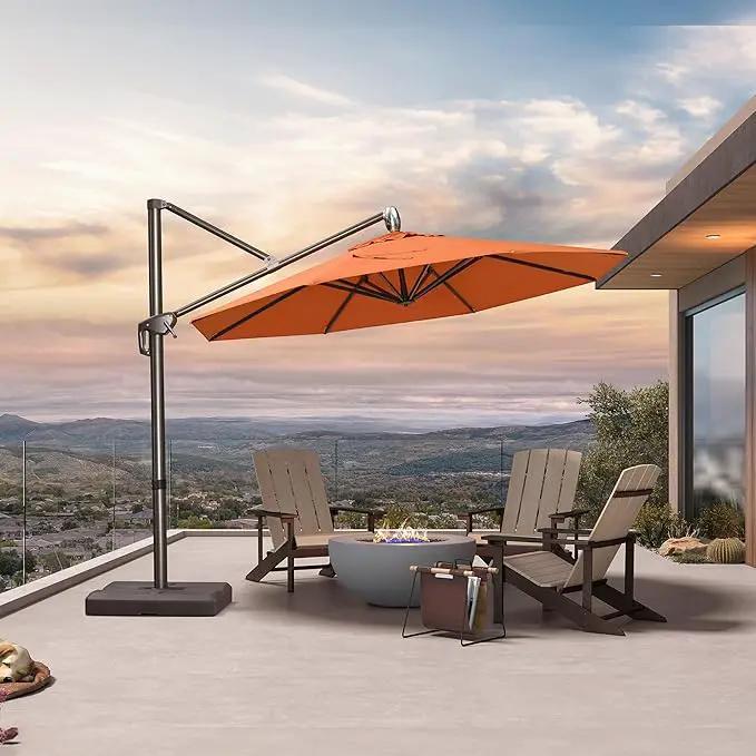 PURPLE LEAF 10FT Cantilever Patio Umbrella with 360-degree Rotation Aluminum Round Outdoor Offset Handing Umbrella for Patio Pool, Burnt Orange by GreenHaven Gardens