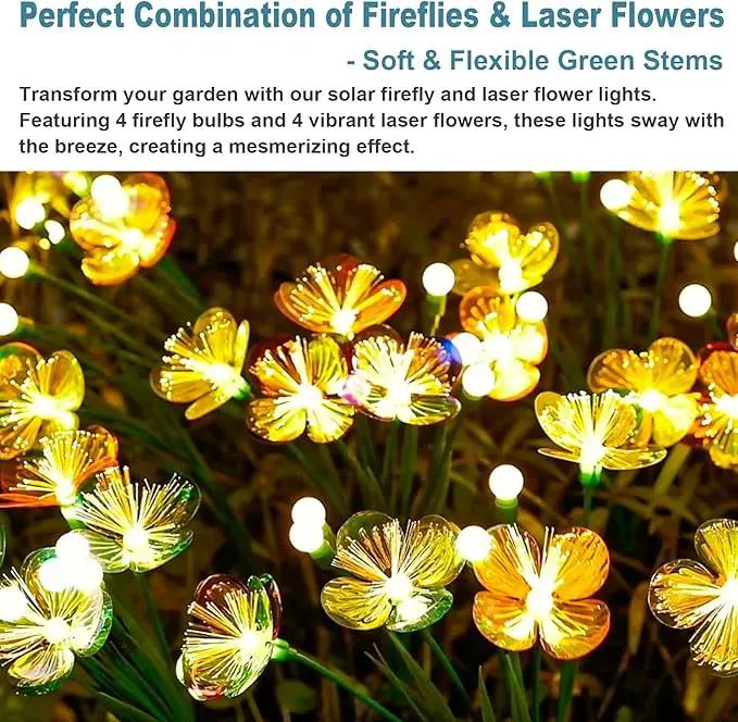 Solar Swaying Garden Lights – Upgraded Flower & Firefly Lights with Larger Solar Panel, Waterproof Outdoor Pathway & Flowerbed Light for Yard & Holiday Decor (4pack) by GreenHaven Gardens