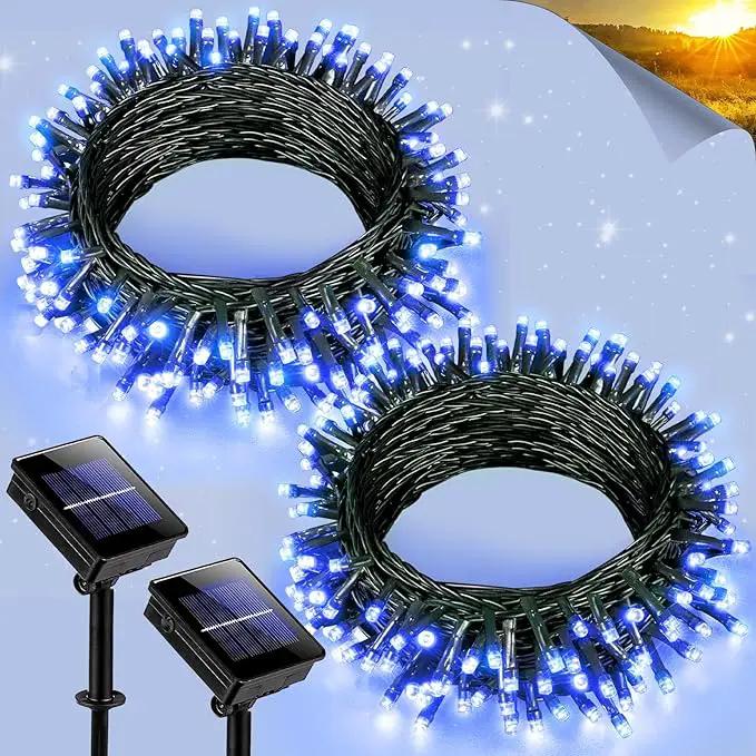2 Pack Solar String Lights for Outside, Each 40Ft 120 LED Solar Lights Outdoor, 8 Modes Waterproof Solar Powered Fairy Twinkle Light for Backyard Patio Tree Party Garden Decoration, Blue by GreenHaven Gardens