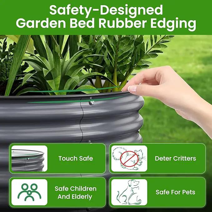 Round Raised Garden Beds, 42''x42''x17''Outdoor Galvanized Garden Planter Box for Vegetable Fruits Flower Herb (Deep Grey) by GreenHaven Gardens