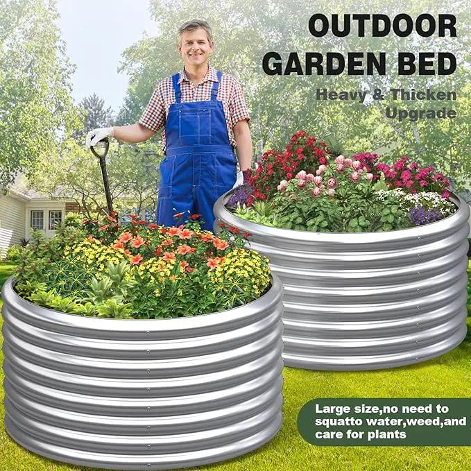 3 Pack 3×3×2ft Galvanized Raised Garden Bed Outdoor, Metal Garden Bed for Vegetables, Above Ground Garden Box for Flower, Steel Raised Beds for Gardening by GreenHaven Gardens