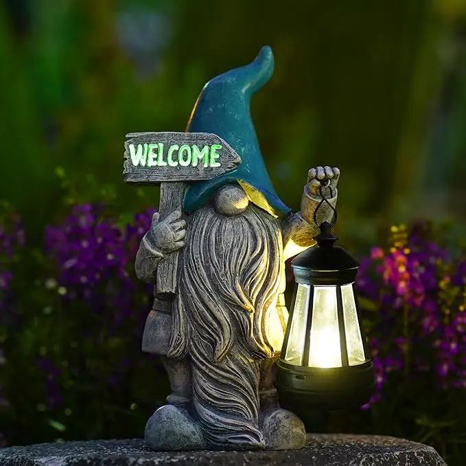 Welcome Gnomes with Solar Lantern - Garden Gnomes with Solar Lights, for Mom or Women, Housewarming Gnome Decorations by GreenHaven Gardens