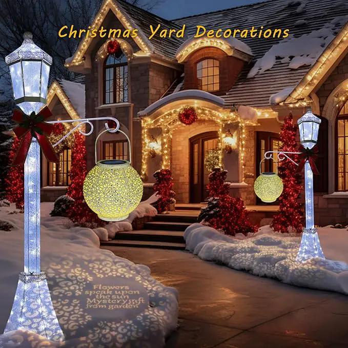 Outdoor Solar Big Lantern Waterproof Hanging Garden Decorative Metal Lights LED Table Lamp,Yard Patio Decor, Christmas Gifts for Mom (White,1Pack) by GreenHaven Gardens