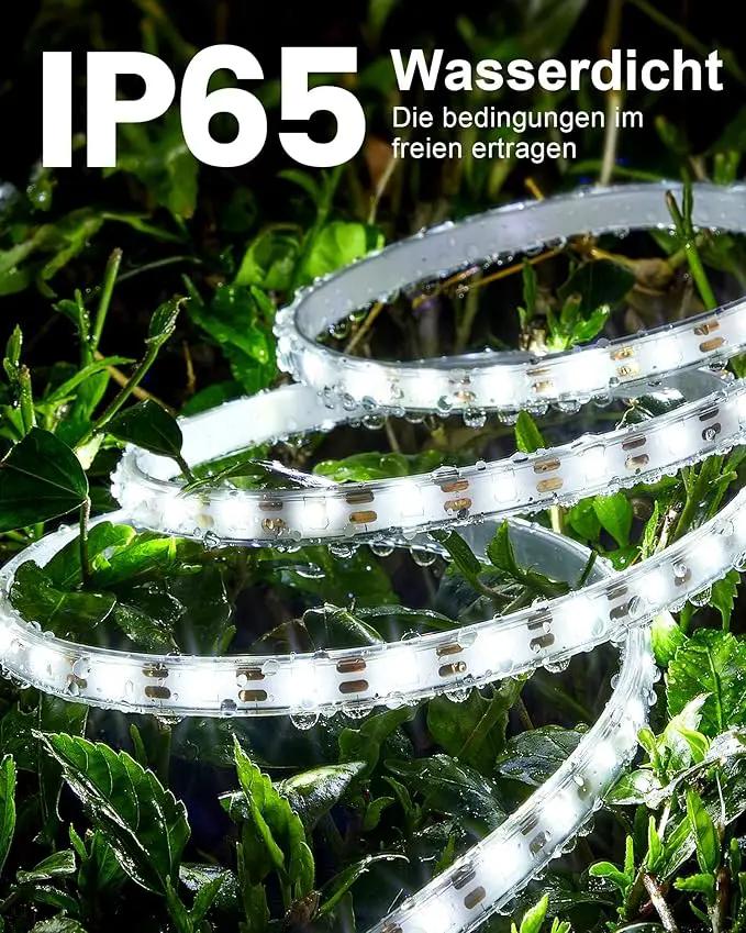 32.8FT 600LED Solar LED Strip Lights Outdoor, Outdoor String Lights Waterproof, 8 Modes Solar Rope Lights with Remote for Step, Stair, Deck, Fence, Patio,Yard Decor (Cool White, 32.8 FT) by GreenHaven Gardens