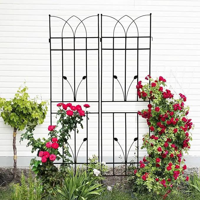 2 Pack Metal Garden Trellis 71" Black Fence Rustproof Garden Trellis for Climbing Plants Support Roses Flower Outdoor Lawn, Black by GreenHaven Gardens