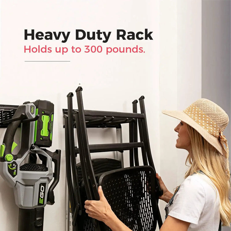 Garage Tool Organizer Wall Mount - 48 inches - Sturdy Storage Rack with Adjustable Hooks, Anti-Rust - Easy Installation, 300lbs Capacity - Garden Tool Organizer (03 Racks & 06 Hooks) by GreenHaven Gardens