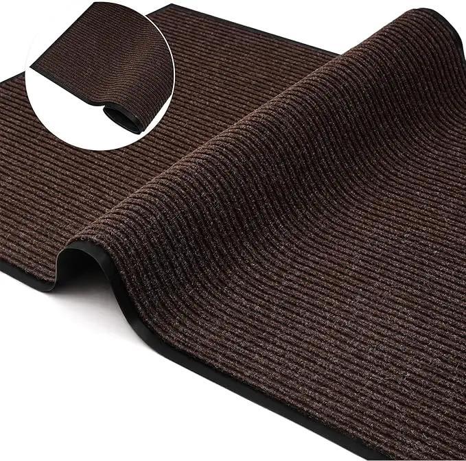 Low Profile Rubber Door Mat, 72x48inch, Heavy Duty, Entrance Doormat, Indoor and Outdoor, Waterproof, Easy Clean Shoe Scraper, Home Rug Welcome Mats for Entryway, Patio, Porch, Brown by GreenHaven Gardens
