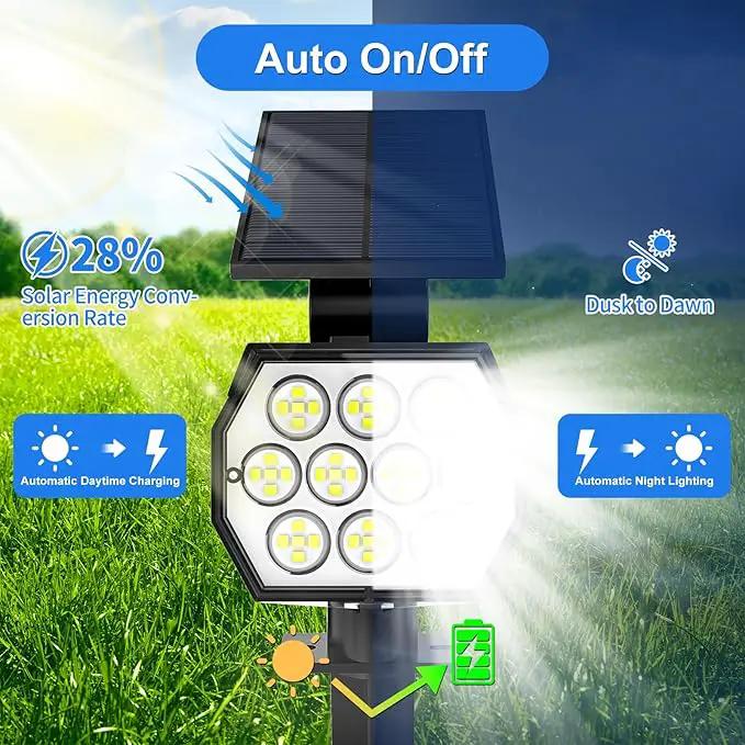 Solar Spot Lights Outdoor Waterproof IP67, 8 Pack - 50 LED Adjustable Solar Powered Landscape Spotlight with 3 Lighting Modes, Stake Light for Outside Yard Lawn Pathway Tree (Cool White) by GreenHaven Gardens