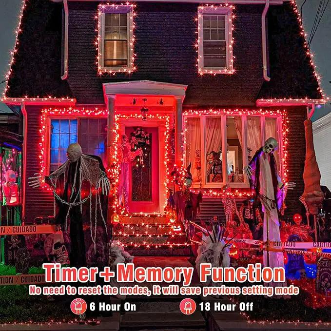 Vivideal 300 LED Red Christmas Lights, 99ft String Lights Indoor 8 Modes Clear Wire, Connectable Waterproof Plug in Red String Lights for Bedroom Indoor Outdoor Halloween Christmas Decorations by GreenHaven Gardens