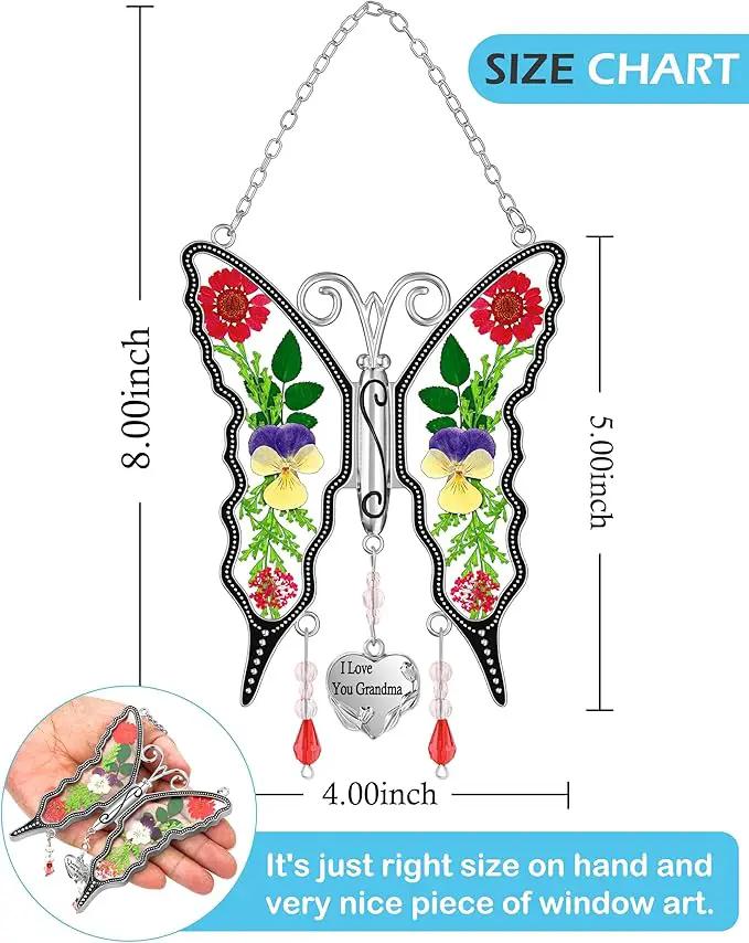 KY&BOSAM Gifts for Women I Love You Grandma Butterfly Suncatcher Stained Glass Suncatchers for Window Hanging Home Decor Garden Wind Chimes Birthday Gifts for Women Mothers Day Valentine's by GreenHaven Gardens