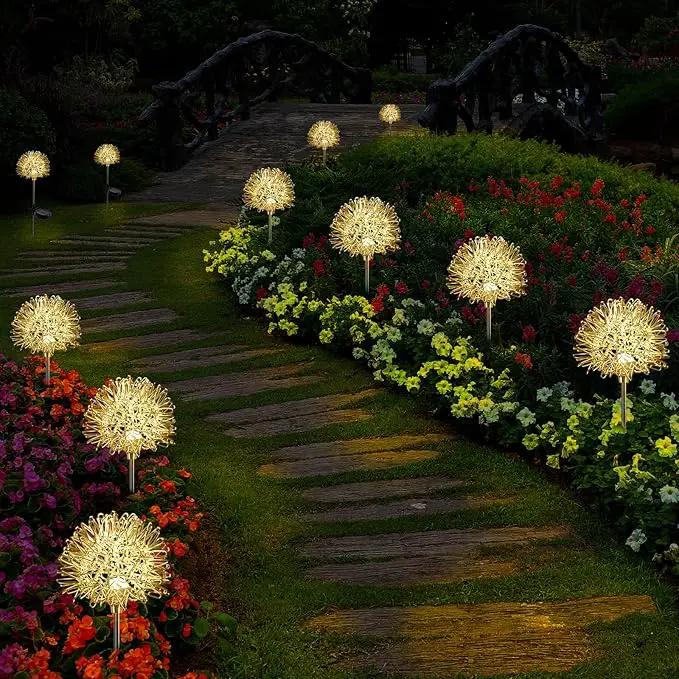 2 Pack Sunflower Garden Lights + 2 Pack Aluminum Ball Garden Lights by GreenHaven Gardens