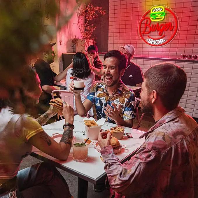 Hamburger Shop Neon Sign Hamburger Neon Signs for Wall Decor Dimmable Hamburger Neon Lights LED Light Up Sign for Hamburger Shop,Bar,Restaurant,Food Shop,Pub Decoration by GreenHaven Gardens