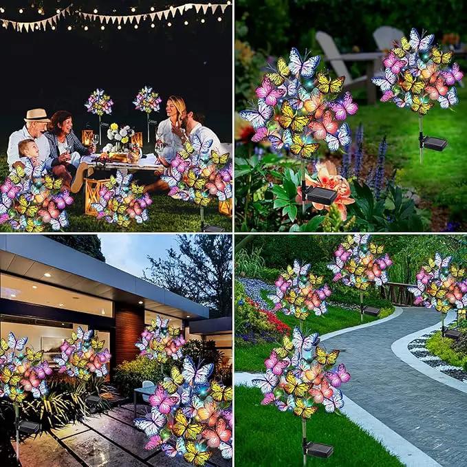 Solar Garden Lights Outdoor Waterproof Decorative Solar Lights Outdoor 8 Pack with 176 LED 136 Butterfly Flower Garden Decor Yard Decorations Patio Lawn, Gifts for Mother's Day Mom Women by GreenHaven Gardens