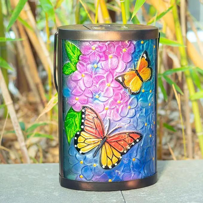 Hanging Solar Lantern Outdoor Waterproof LED Solar Lights Butterfly Decorative Lanterns Tabletop Lamp for Outdoor Patio Garden Yard Decor by GreenHaven Gardens