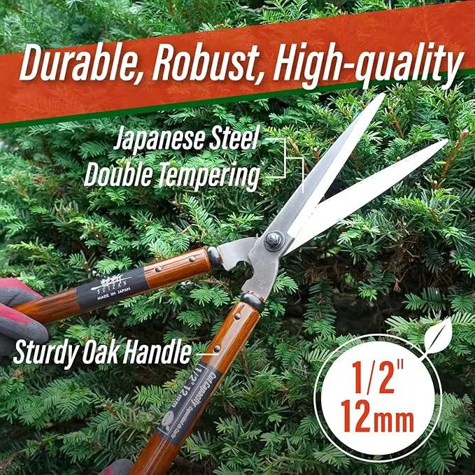 SUIZAN Hedge Shears 22.6" - Professional Japanese Garden Clippers for Precise Trimming Gardening Tools by GreenHaven Gardens