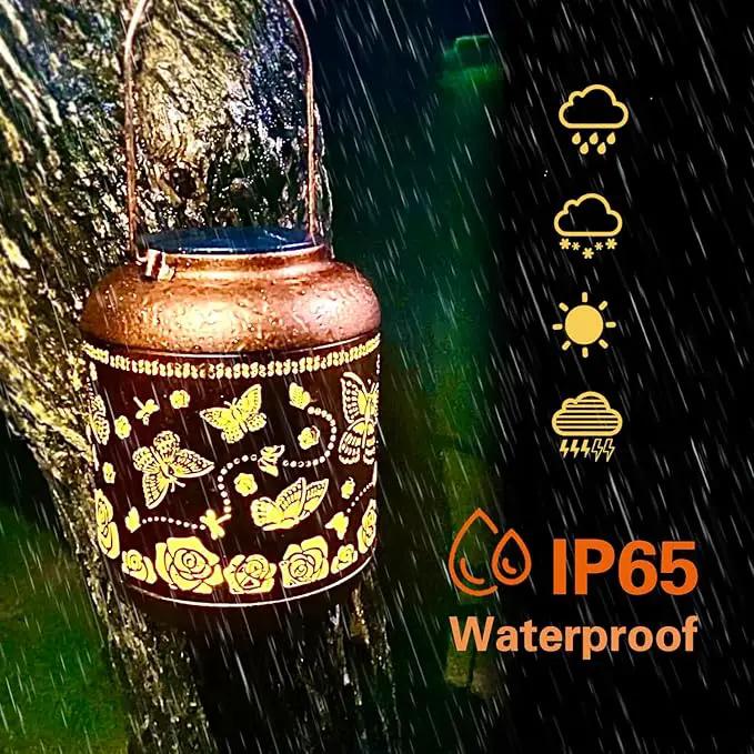 2 Pack Butterfly Outdoor Solar Hanging Lanterns Waterproof LED Solar Lights Metal Decorative Lanterns for Garden, Patio, Courtyard, Backyard, Yard Decor Unique Butterfly Gifts for Women Gardening by GreenHaven Gardens