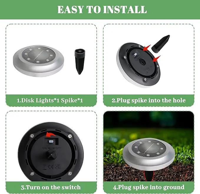 Flumy Solar Lights Outdoor Waterproof, Disk Ground Lights Outdoor Solar Lights for Yard, Patio, Pathway, Lawn, Walkway, Camping, Pool, Solar Ground Lights Walkway Lights Deck Lights, 8 Pack White by GreenHaven Gardens