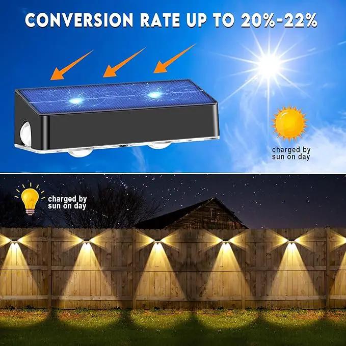 Solar Fence Lights Outdoor - 3-Side Fence Light Solars Powered for Outside IP65 Waterproof Fence Solar Lights Outdoor for Outside Garden Backyard Patio Deck Fence Stair Step Railing Pathway(4Pack) by GreenHaven Gardens