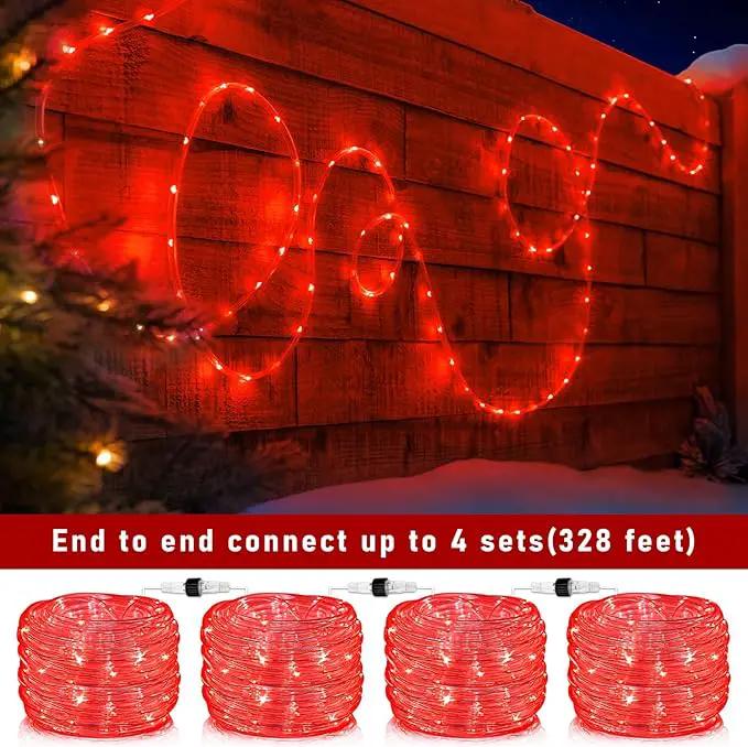Rope Lights for Outside, 100FT 300 LED Plug in Christmas Lights Outdoor with Waterproof 8 Modes, Connectable String Twinkle Light for Indoor House Patio Garden Pool Wedding Decorations, Red by GreenHaven Gardens