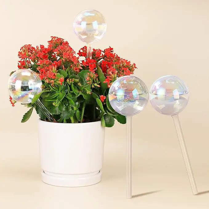 6.4 oz Medium Plant Self Watering Globes, Light Iridescent Glass Water Bulbs for Indoor Plants, Vacation Watering System, Self-Watering Stakes, Automatic Plant Waterer, 4 Pack by GreenHaven Gardens