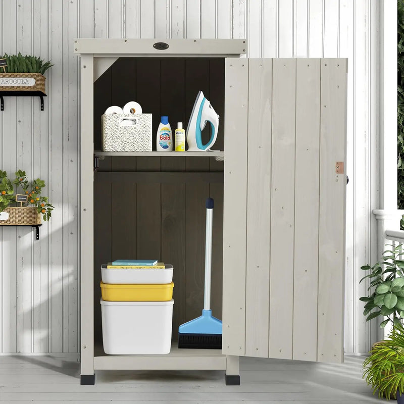 Outdoor Storage Cabinet for Patio, Garden Potting Bench Table with Shelves & Metal-Tabletop, Wooden Planting Work Station, Weatherproof by GreenHaven Gardens
