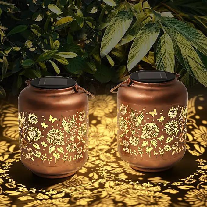 2-Pack Birthday Gifts for Women Mom Grandma Solar Lanterns Outdoor Waterproof Hummingbird Garden Decor Hanging Metal Lights Outside for Yard,Patio,Backyard,Porch by GreenHaven Gardens