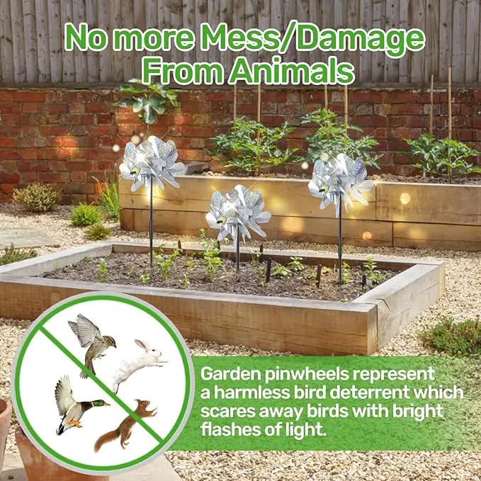 BATTIFE 6 Sets Pinwheels for Yard and Garden, Double Sides Reflective Bird Deterrent Pinwheel, Large Silver Outdoor Sparkly Wind Spinner, Pin Wheels for Lawn and Patio… by GreenHaven Gardens