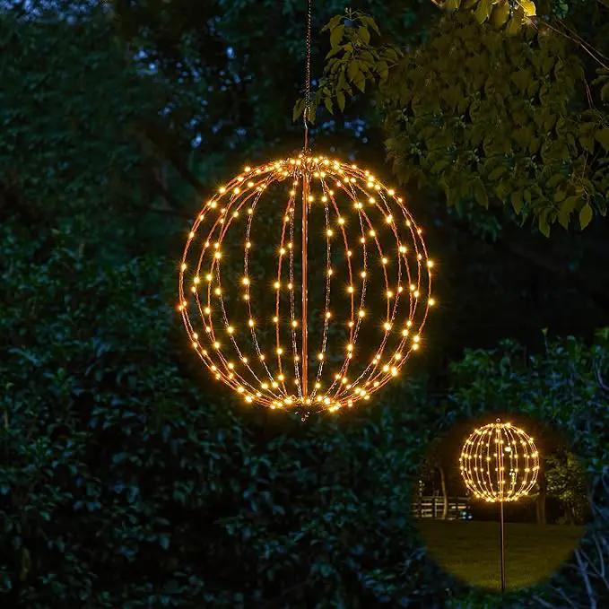 LIGHTSHARE 16IN 128LED Light Ball Yard Decoration Pathway Lights Sphere Light with Fold Flat Metal Frame Indoor Outdoor Waterproof Garden Lights, Plug in by GreenHaven Gardens