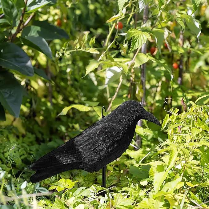 Navaris Crow Statues (Pack of 2) - Fake Black Crow Figure - Crows Bird Figures to Stand or Hang as Halloween Birds Decoration - Yard, Garden, Deck, Patio by GreenHaven Gardens