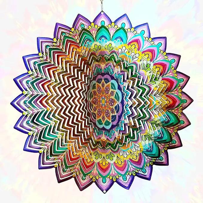 Wind Spinners Outdoor Mandala Lucky Clover,Wind Spinner Lucky Gifts for Women/Mother/Father/Men,Stainless Steel Kinetic 3D Wind Spinner Outdoor&Indoor Decoration Yard Art Garden Decor by GreenHaven Gardens