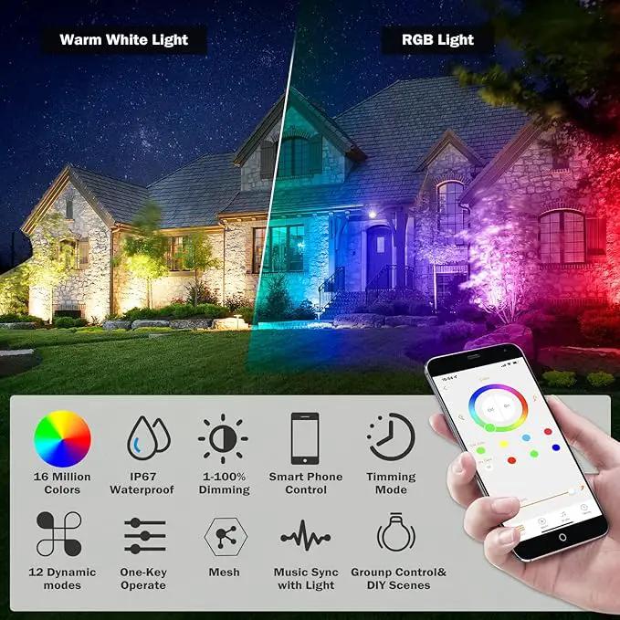Smart Outdoor Lights,15w Halloween Lights with US Plug,12V APP Control Spotlight with Waterproof,Dimmable Spot Lights with Timer（NO Remote） by GreenHaven Gardens
