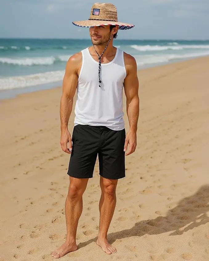 Hurley Men's Straw Hat - Wide Brim Channel Island Lifeguard Hat - Stylish Sun Hats for Men with Chin Strap by GreenHaven Gardens
