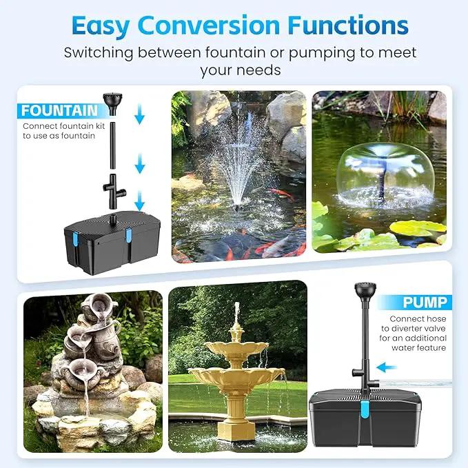 Pond Filter with Fountain Pump Kits, 660GPH Pond Pump and Filter Kit with 50W Submersible Water Pump, Pond Filters for Outdoor Ponds Clean Koi Pond Filter by GreenHaven Gardens