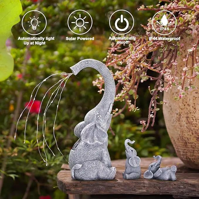Goodeco Garden Elephant Statue Outdoor - Solar Watering Lights, Perfect for Yard, Patio, and Pathway Decor - Ideal Gardening Gifts by GreenHaven Gardens