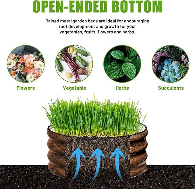 SnugNiture 3 Pcs 2x2x1ft Round Galvanized Raised Garden Bed Kit Outdoor, Metal Planter Box for Planting Plants Vegetables, Brown by GreenHaven Gardens