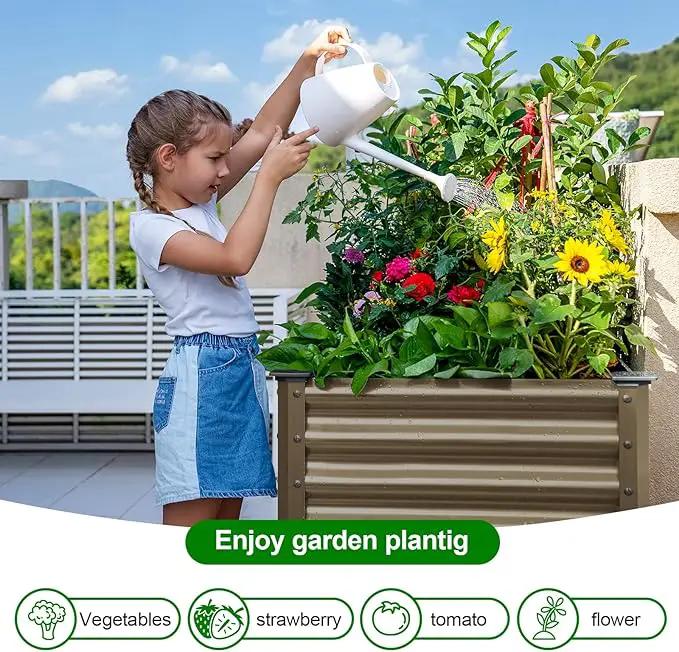 Land Guard Galvanized Oval Large Metal Raised Garden Bed with Legs for Vegetables (Beige) by GreenHaven Gardens